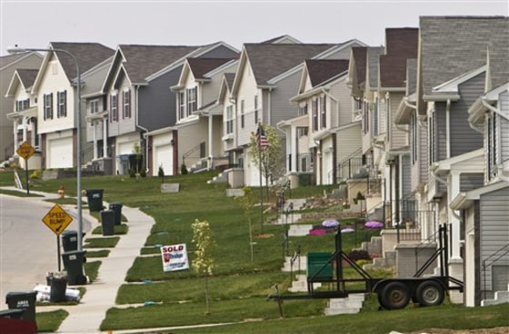 A recently sold new home in Omaha, Neb. Sales of new homes surged 27 percent last month, as better weather and government incentives boosted sales.